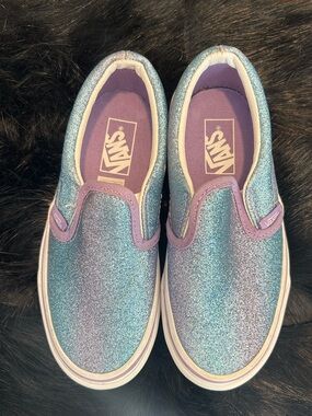 Vans Kids Glitter Slip-On Sneakers - Purple & Blue Size 13 NEW